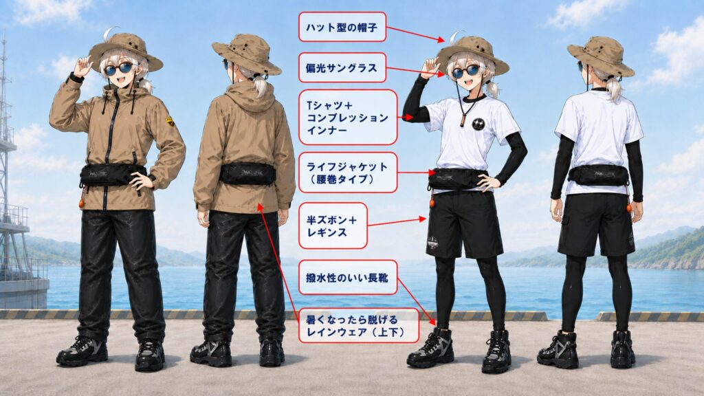 春と秋の服装説明イメージ図